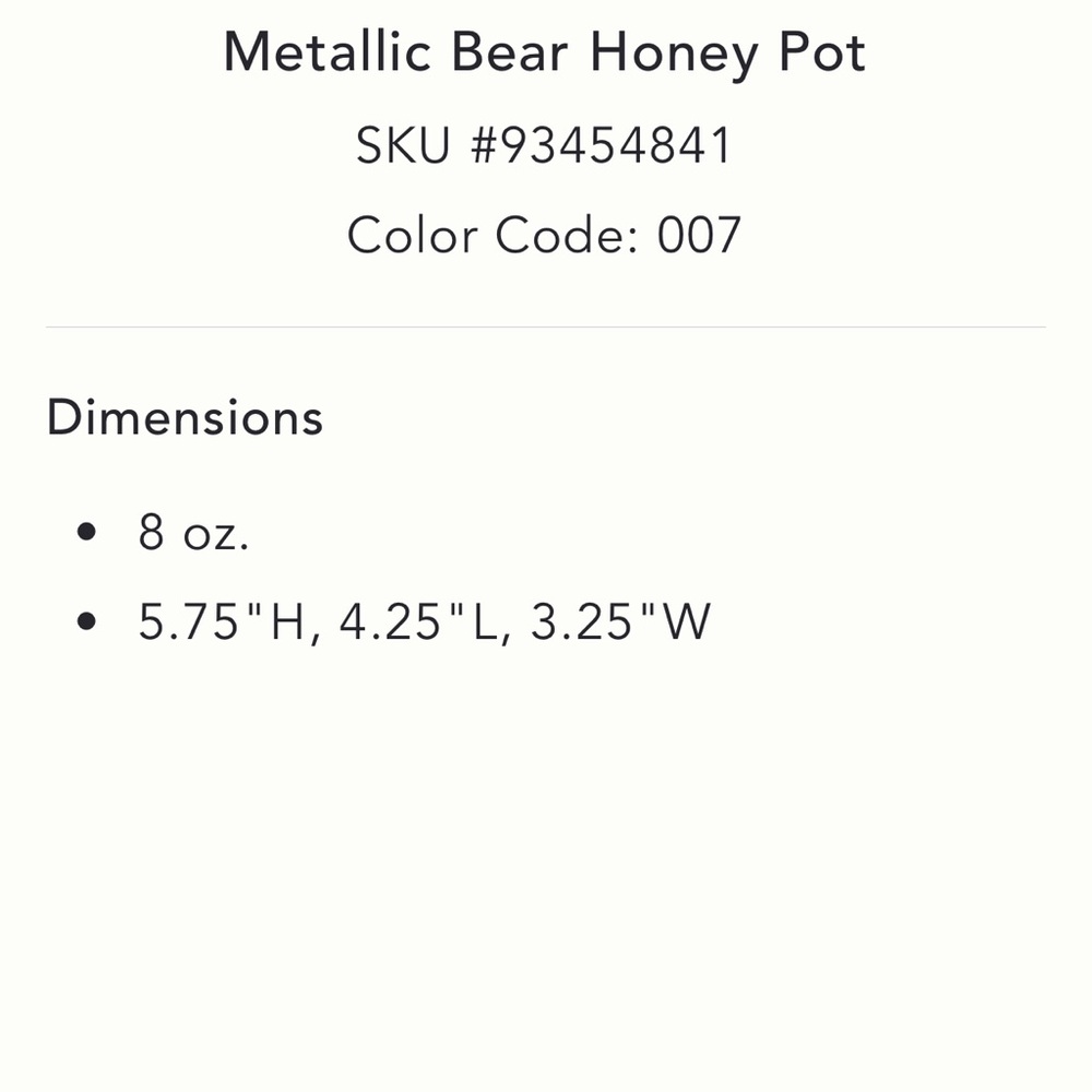 Anthropologie Silver Metallic Bear Honey Jar /Pot w/ Wooden Dipper in Bear’s Paw - Picture 7 of 13